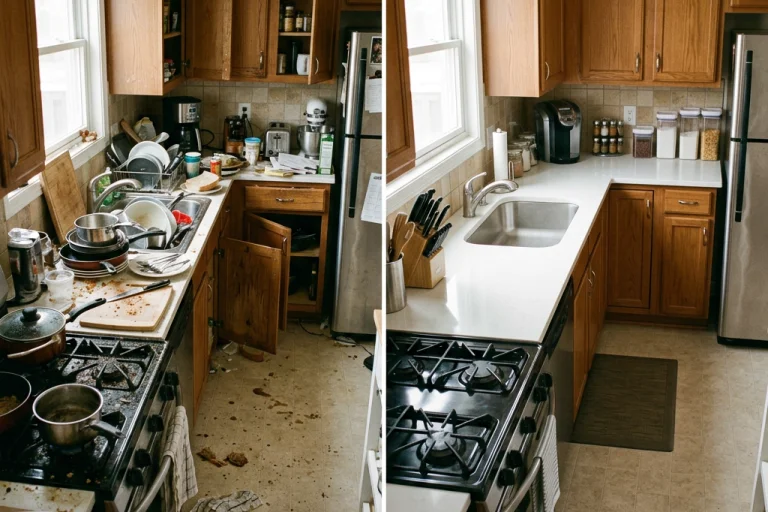 Cocina antes y después de la limpieza profunda: del desorden a una cocina impecable