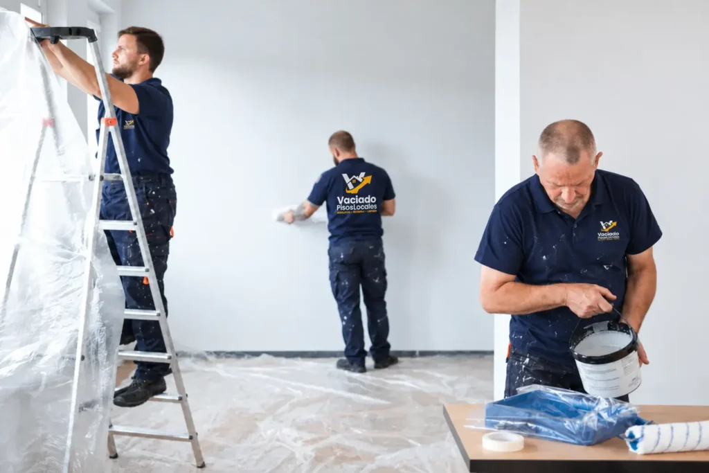 Pintor profesional renovando paredes
